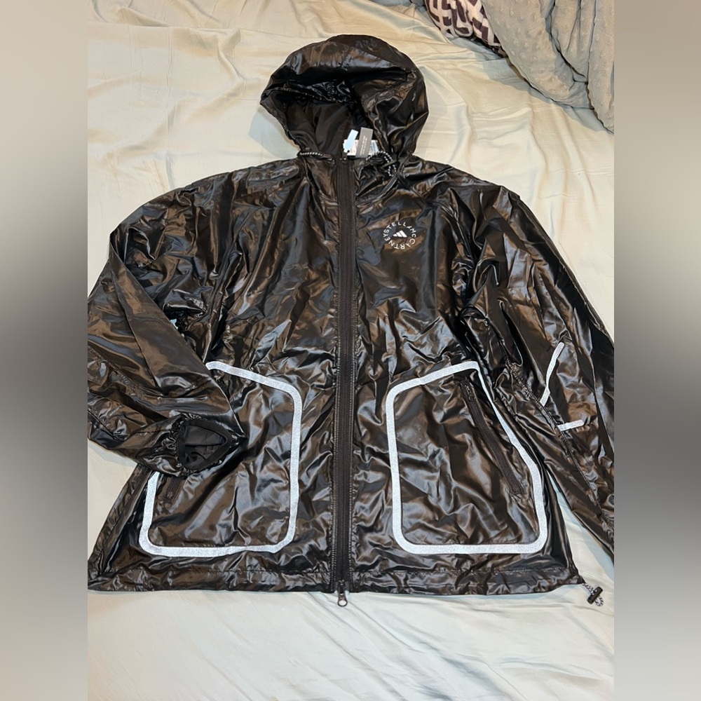 Adidas black windbreaker NWT